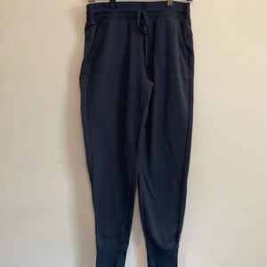 Navy blue joggers with drawstring waist